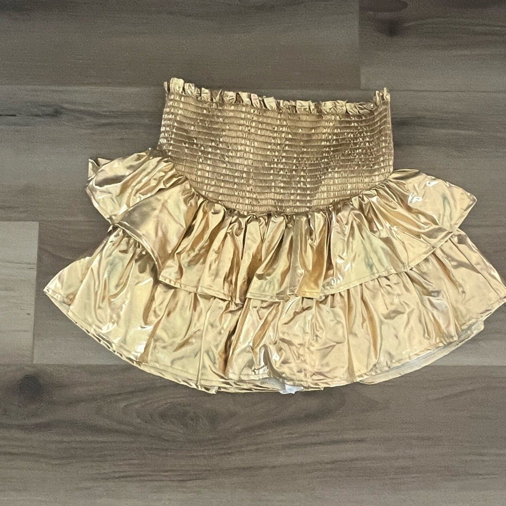 QUEEN OF SPARKLES Gold Bubble Mini Skirt